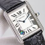 Cartier Tank 34.5*27.4/31*24.4MM Quartz Movement Italian Calfskin Strap Silver Bezel Couple Square Watch